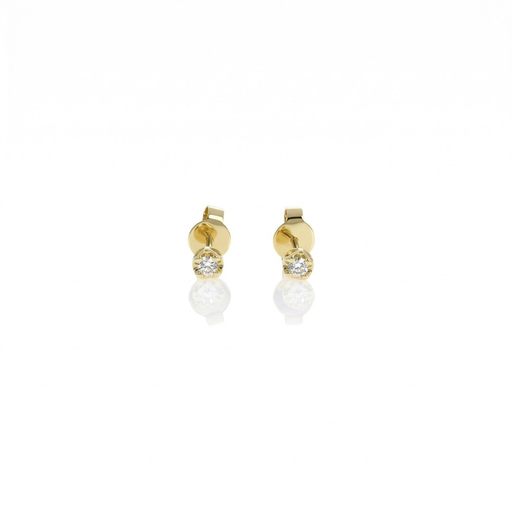 4,5-Brinco 2 Brilhantes 0,09ct 0,76g Ouro Amarelo 18k - Coleção Only You
