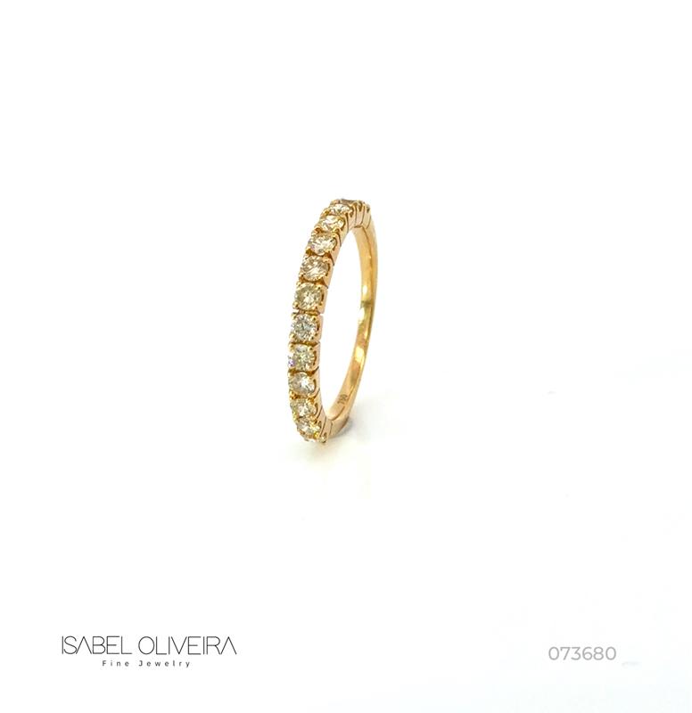 [073680] 4,3-MEIA Aliança 13 Brilhantes 0,57CT 2,0G Ouro Amarelo 18K - Coleçao Soulmates