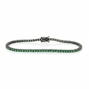 4-Pulseira Riviera 66 Esmeralda Redonda 2,50ct 16,50cm 7,09g Ouro Branco 18k com Ródio Negro - Coleção Rivieras