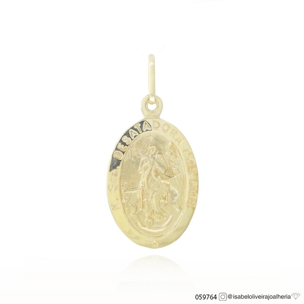 G- Medalha Nossa Sra Desatadora dos Nós 32,55x19,85mm 3,80g Ouro Amarelo 18k - Coleção Fe Santos