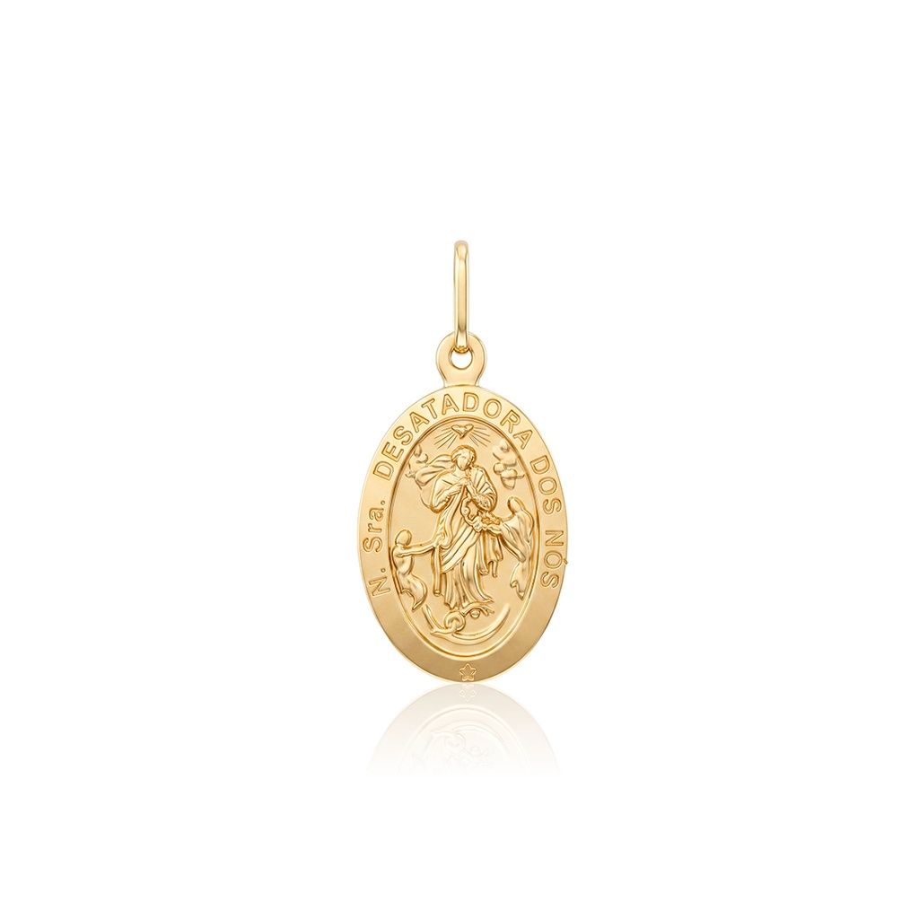 [059764] G- Medalha Nossa Sra Desatadora dos Nos 32,55X19,85MM 3,80G Ouro Amarelo 18K  - Coleçao Fe Santos
