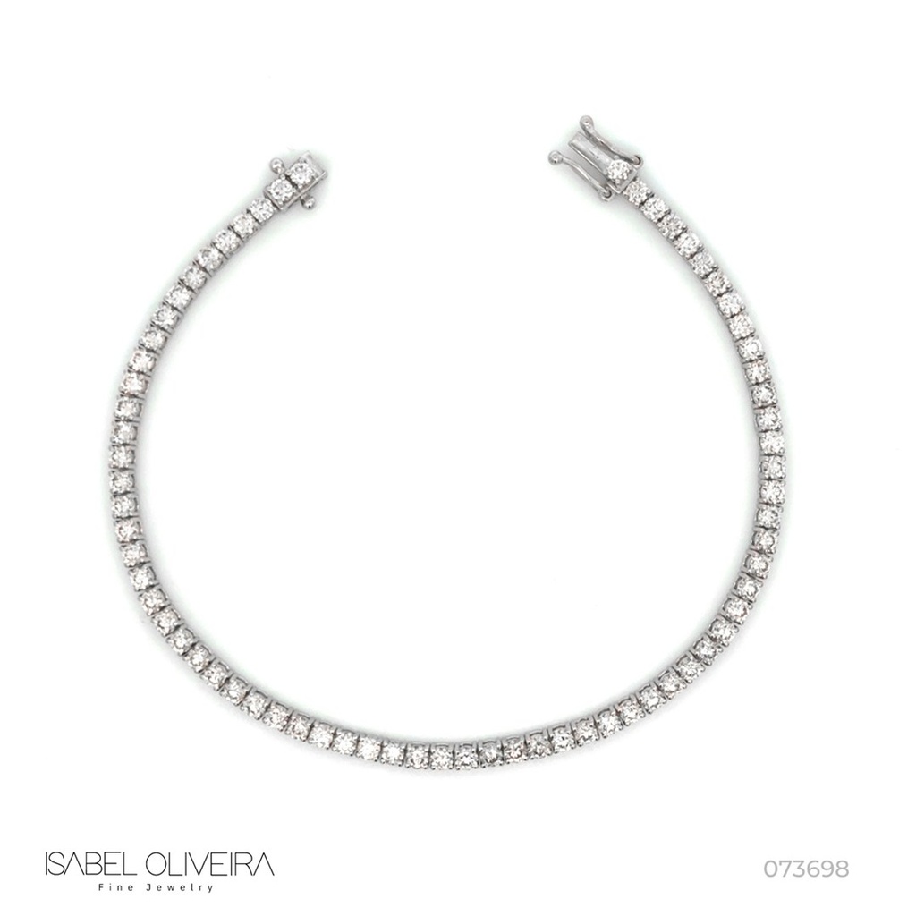 4-PULSEIRA Riviera 69 Brilhantes 2,99CT 5,52G 16,50CM Ouro Branco 18K - Coleçao Rivieras