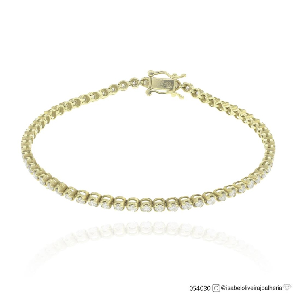 [054030] 4-PULSEIRA RIVIERA COROA 62 BRILHANTES 2,48CT  H/I SI1 17,50CM 7,53G OURO AMARELO 18K - COLEÇAO RIVIERAS