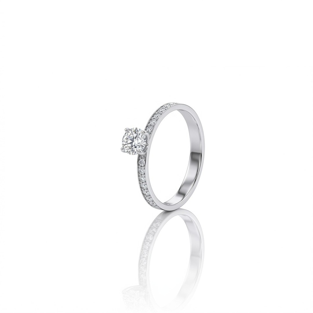 [075176] 40-ANEL SOLITARIO BRILHANTE 0,40CT G VS1 16 BRILHANTES 0,25CT H VS2 1,95G OURO BRANCO 18K - EGL 1701777636 - COLEÇAO ONLY YOU