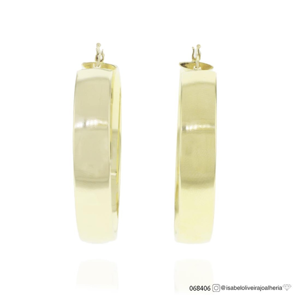 [068406] Argola Meia Cana 40mm Ouro Amarelo 18k