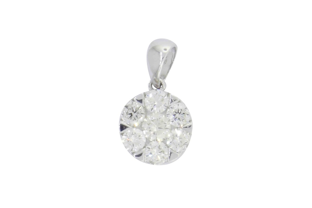 Pingente Botão 8mm com 7 Diamantes 0,51ct em Ouro Branco 18k