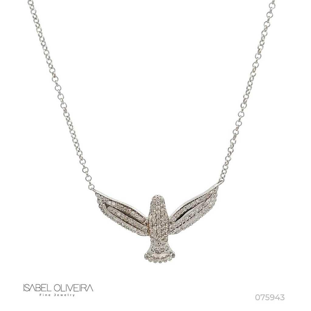 M-Colar Espírito Santo 127 Brilhantes 0,53ct g VS1 45cm 4,87g Ouro Branco 18k - Coleção Fe Santos