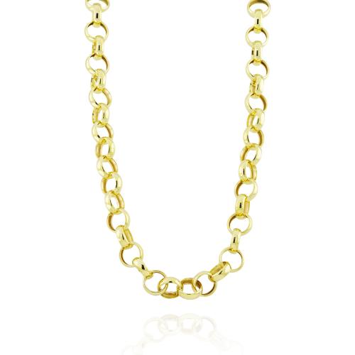 [064645] 40-Choker g Elo Português Oco Fecho Boia 40cm 9,61g Ouro Amarelo 18k - Coleção Elos Power