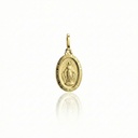 M-MEDALHA OVAL NOSSA SENHORA DAS GRACAS 15X11MM 1G OURO AMARELO 18K - COLEÇAO FE SANTOS