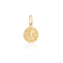 M-MEDALHA REDONDA SAO BENTO 12MM 0,90G OURO AMARELO 18K - COLEÇAO FE MISTICOS