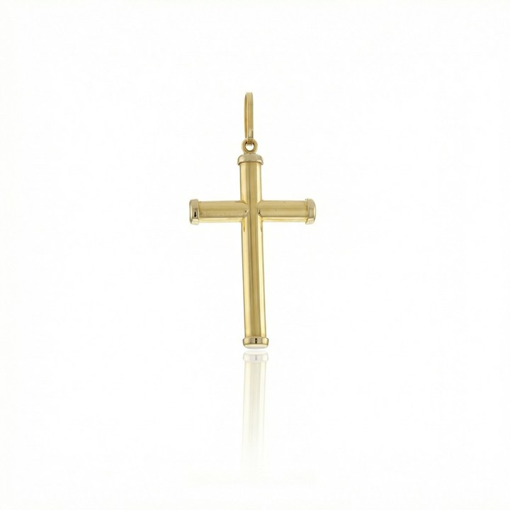 M-Pingente Cruz Palito 1,40g Ouro Amarelo 18k - Coleção Crucifixos