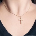 M-Pingente Cruz Palito 1,40G Ouro Amarelo 18K - Coleçao Crucifixos