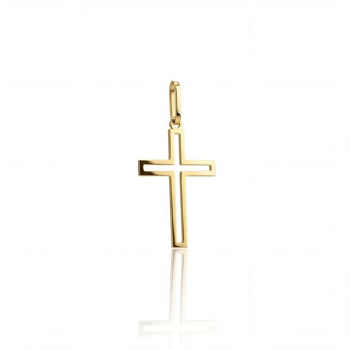 M-Pingente Cruz Vazada Média 0,35 a 0,40g Ouro Amarelo 18k - Coleção Crucifixos