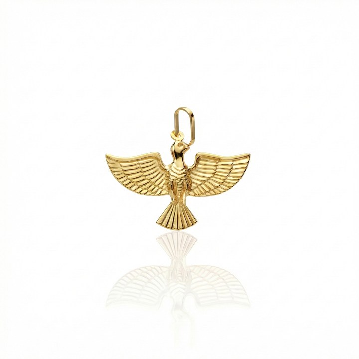 [059375] M-Pingente Divino Espírito Santo Grande 23mm 0,90g Ouro Amarelo 18k - Coleção Fe Santos