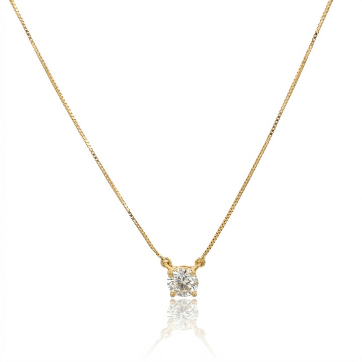 [073243] 40-Colar Ponto de Luz Brilhante 0,41ct g VS1 45cm 1,66g Ouro Amarelo 18k - EGL 1701472022 - Coleção Only You