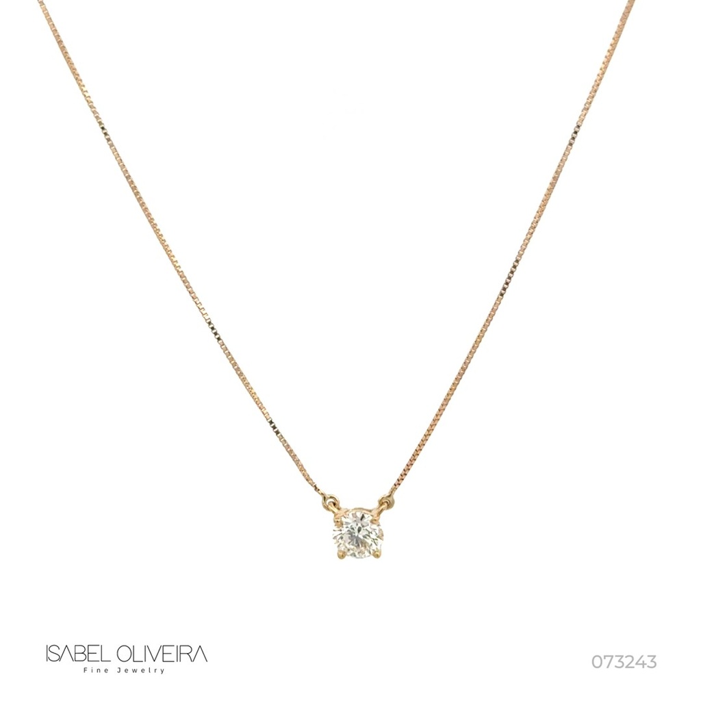 40-Colar Ponto de Luz Brilhante 0,41ct g VS1 45cm 1,66g Ouro Amarelo 18k - EGL 1701472022 - Coleção Only You