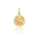 Medalha Redonda Divino Espírito Santo Pequeno 0,60g Ouro Amarelo 18k - Coleção Fe Santos