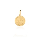 Medalha Redonda Lembrança Batismo com Forro 14mm 1,15g Ouro Amarelo 18k - Coleção Fe Santos