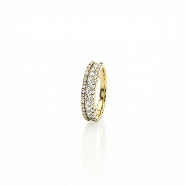 [034347] Meia Alianca 13 Princess 0,79ct 34 Brilhantes 0,44ct Cor H VS2 4,40g Ouro Amarelo 18k - Coleção Onassis