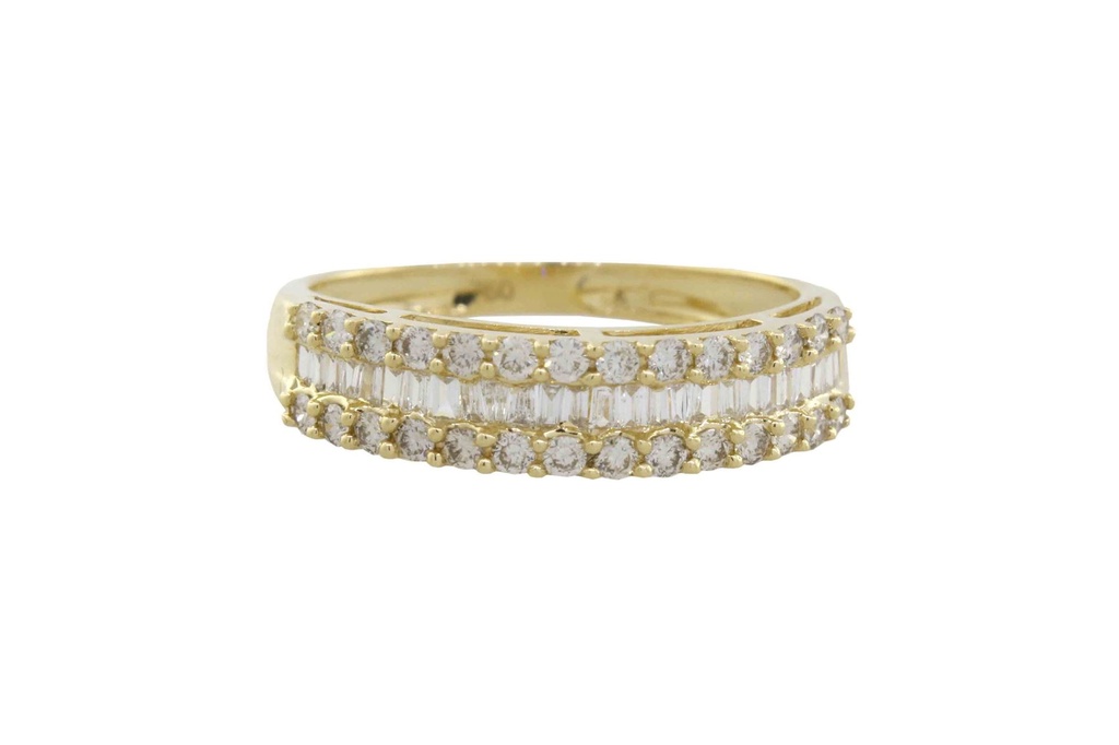 Meia Alianca Trilho Trapézios 0,14ct 28 Brilhantes 0,31ct Cor H VS2 2,10g Oa