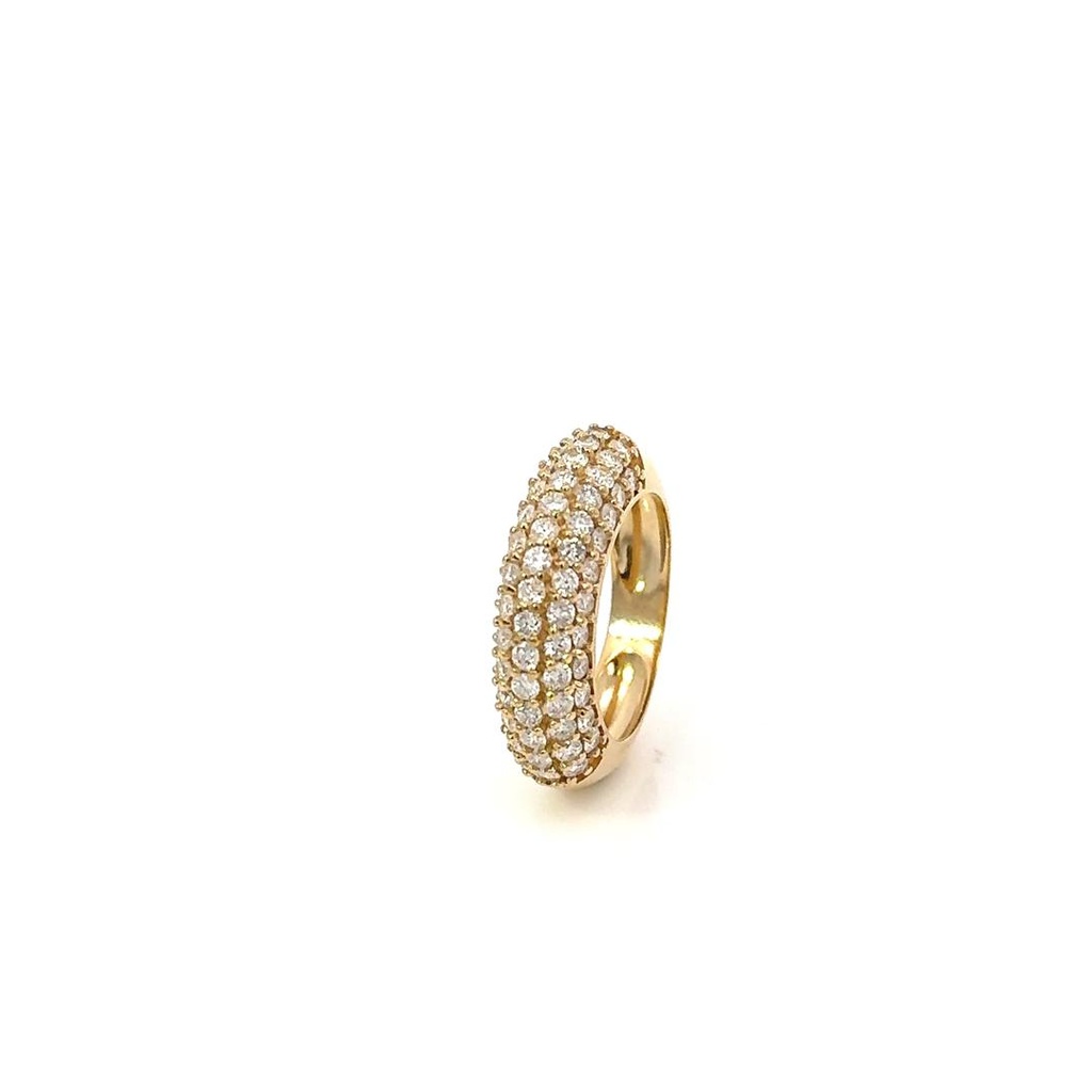 [071780] Meia Aliança 5 Fileiras Pavê 65 Brilhantes 1,90ct H SI1 6,12g Ouro Amarelo 18k - Coleção Pavê