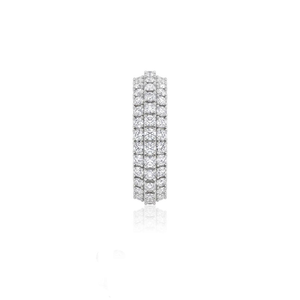 [073688] Meia Aliança 3 Fileiras 39 Brilhantes 0,97ct 2,80g Ouro Branco 18k - Coleção Soulmates