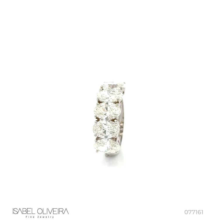 Meia Aliança 5 Diamantes Ovais 4,48ct H I SI1 SI2 VS1 3,63g Ouro Branco 18k - Certificado GIA 7528993271/5546253524/1529952600/1543196052/2516494984 - Coleção Soulmates