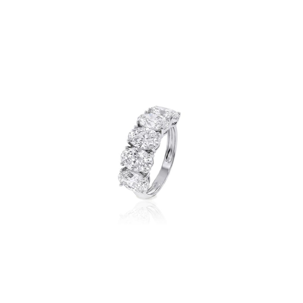 [077161] Meia Aliança 5 Diamantes Ovais 4,48ct H I SI1 SI2 VS1 3,63g Ouro Branco 18k - Certificado GIA 7528993271/5546253524/1529952600/1543196052/2516494984 - Coleção Soulmates