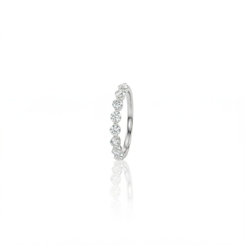 Meia Aliança 8 Brilhantes 0,73ct 1,50g Ouro Branco 18k - Coleção Soulmates