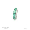 Meia Aliança Dedinho 4 Esmeraldas Brasileiras Ovais 2,88CT 3,04G Ouro Branco 18K - Coleçao Brazilian Emerald