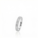 MEIA ALIANÇA DIAMANTES BAGUETES 0,15CT BRILHANTES 0,15CT 2,37G OURO BRANCO 18K