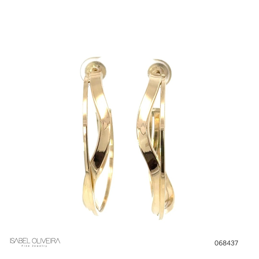 45-ARGOLA Aberta Dupla Oca Fio Reto 1,30MM e 3,20MM 6,65G Ouro Amarelo 18K - Coleçao Argolas Daily
