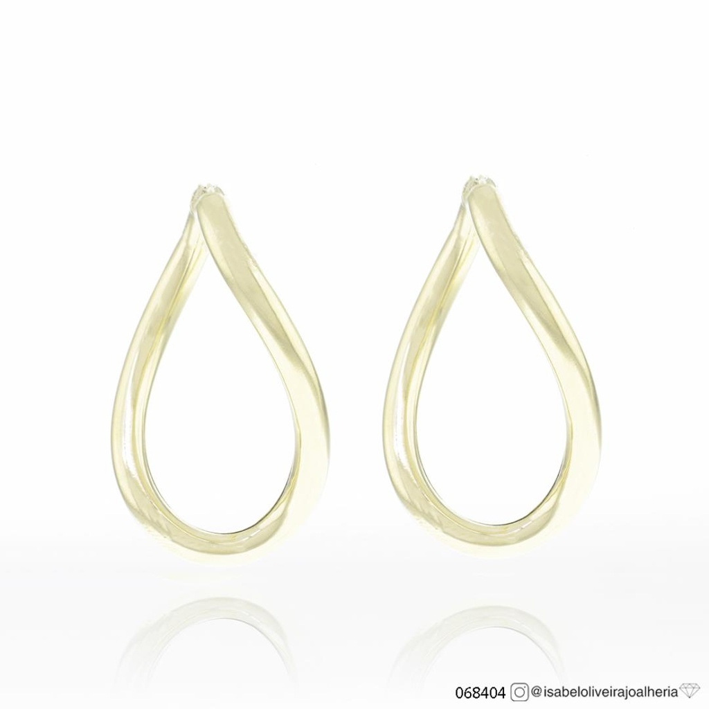 45-ARGOLA Oval Oca Fio Redondo Ondulado 4,0MM 6,62G Ouro Amarelo 18K - Coleçao Argolas Daily