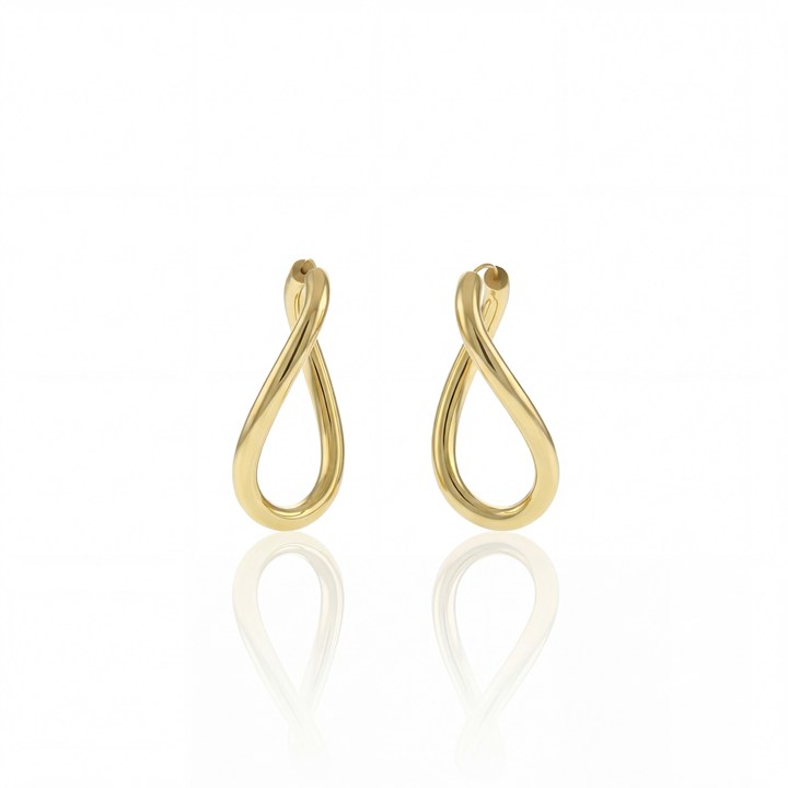 [068404] Argola Oval Ondulado 45mm Ouro Amarelo 18k