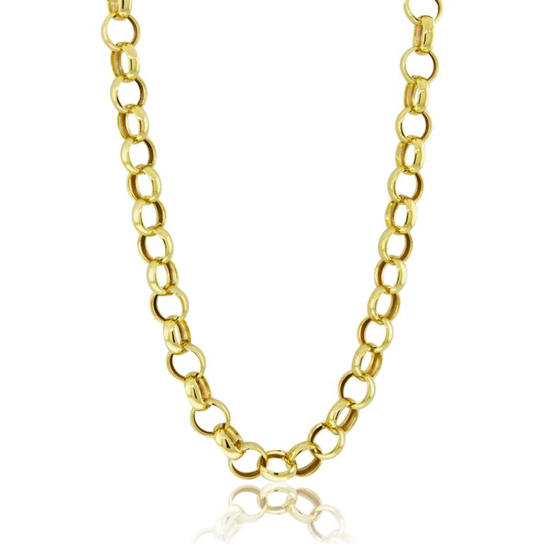 [060747] 45-Corrente g Elo Português Oco Fecho Boia 45cm 15g a 15,50g Ouro Amarelo 18k - Coleção Elos Power