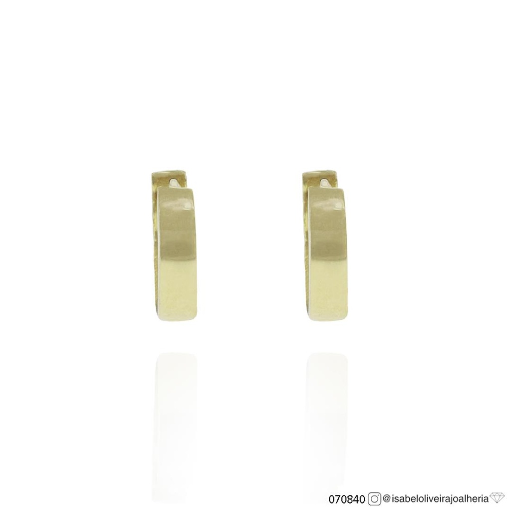 P-Argola Lisa 8mm Fio Quadrado 0,99g a 1,10g Ouro Amarelo 18k - Coleção Kids