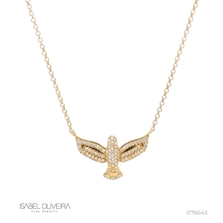 P-Colar Espírito Santo 89 Brilhantes 0,31ct H VS2 4,58g Ouro Amarelo 18k - Coleção Fe Santos