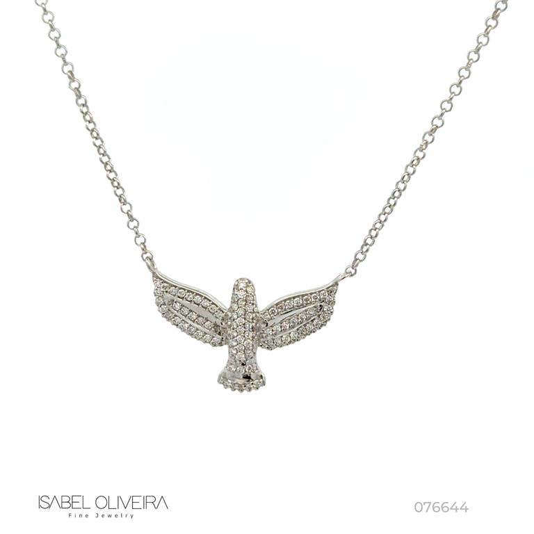 P-Colar Espírito Santo 89 Brilhantes 0,31ct H VS2 45cm 4,33g Ouro Branco 18k - Coleção Fe Santos