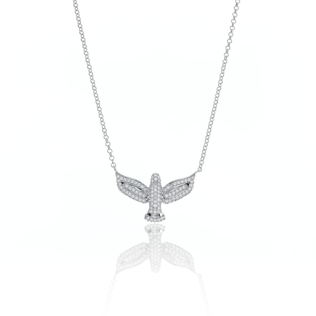 [076644] P-Colar Espírito Santo 89 Brilhantes 0,31ct H VS2 45cm 4,33g Ouro Branco 18k - Coleção Fe Santos