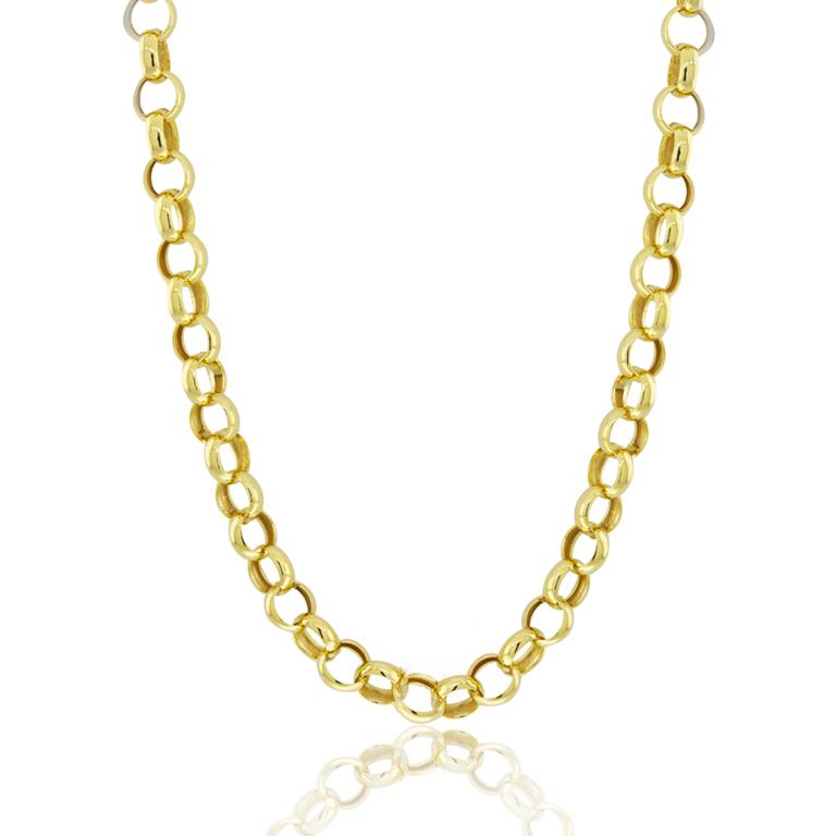 [060746] 45-Corrente M Elo Português Oco Fecho Boia 45cm 11g a 11,50g Ouro Amarelo 18k - Coleção Elos Power
