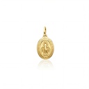 P-MEDALHA OVAL NOSSA SENHORA DAS GRACAS 13X10MM 0,80G OURO AMARELO 18K - COLEÇAO FE SANTOS