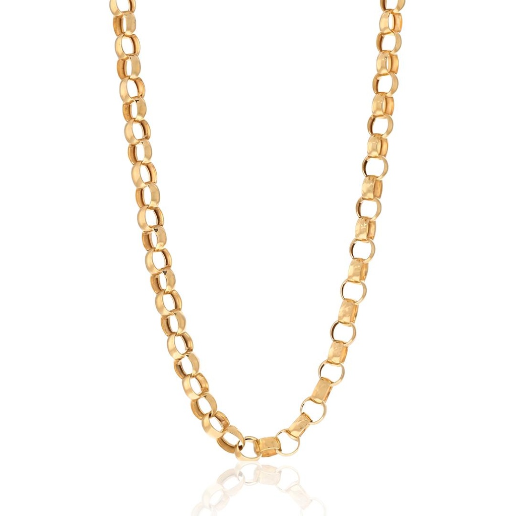 [060737] 45-Corrente P Elo Português Oco Fecho Boia 45cm 8,10g Ouro Amarelo 18k - Coleção Elos Power