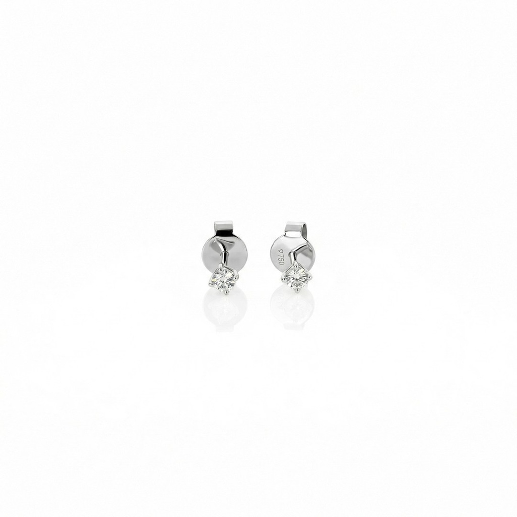 5-BRINCO Solitario 2 Brilhantes 0,10CT H VS2 0,62G Ouro Branco 18K - Coleçao Only You