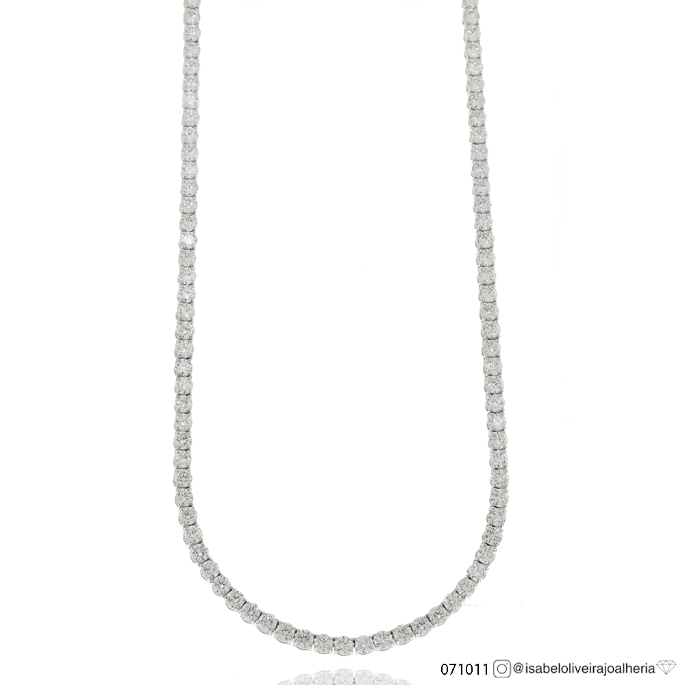 5-Colar Riviera 188 Brilhantes 10,38ct G/h VS1/VS2 50cm 20,63g Ouro Branco 18k - Coleção Rivieras
