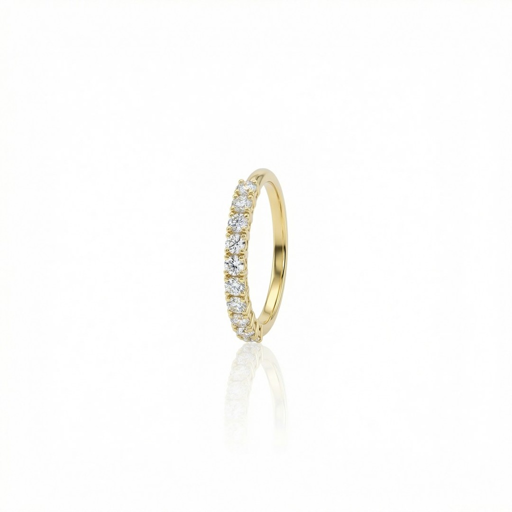 [062430] 5-Meia Aliança 10 Brilhantes 0,58ct H/i/j SI1/VS2 2,64g Ouro Amarelo 18k - Coleção Soulmates