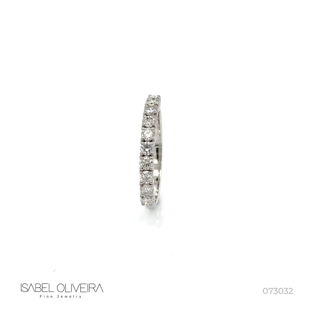 5-MEIA Aliança 10 Brilhantes 0,60CT H SI1 2,07G Ouro Branco 18K - Coleçao Soulmates