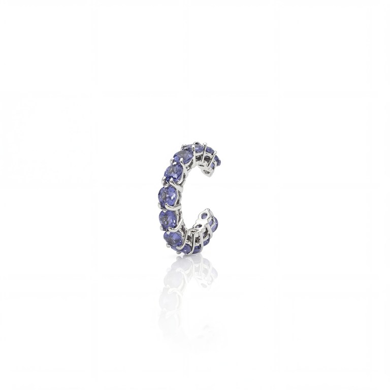 [067042] Piercing de Encaixe 12 Tanzanitas 0,99ct 1,0g Ouro Branco 18k - Coleção Young