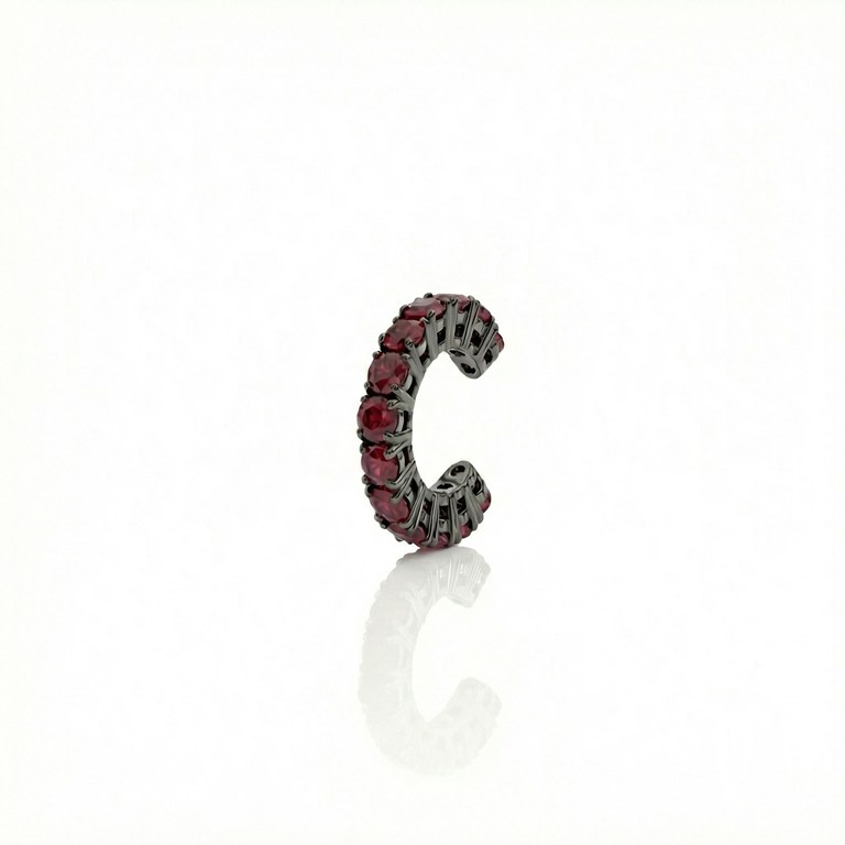 [060966] Piercing de Encaixe 13 Rubis 1,11ct 1,40g Ouro Branco 18k com Ródio Negro - Coleção Young