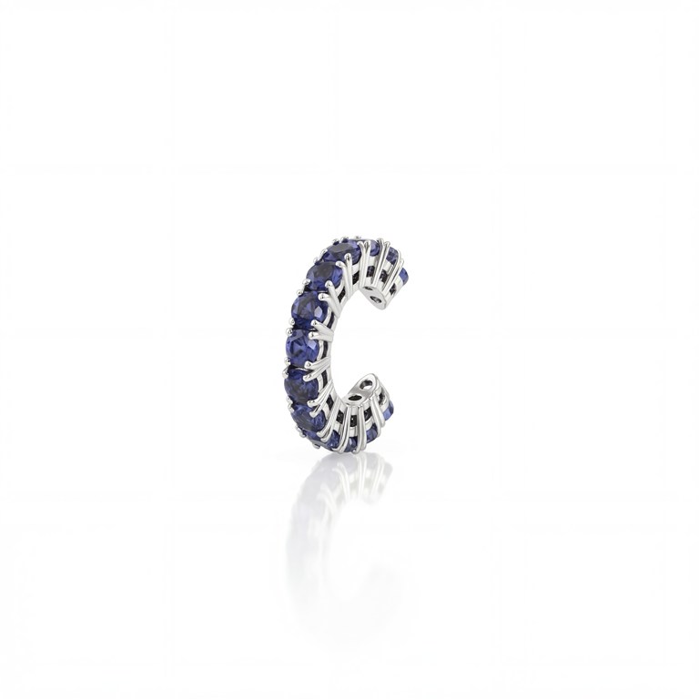 [044361] Piercing de Encaixe 13 Tanzanitas 1,09ct 1,60g Ouro Branco 18k - Coleção Young