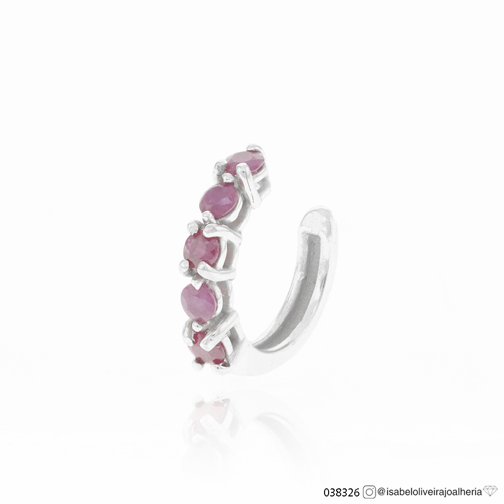 [038326] Piercing de Encaixe 5 Rubi 0,36ct 1,30g Ouro Branco 18k - Coleção Young